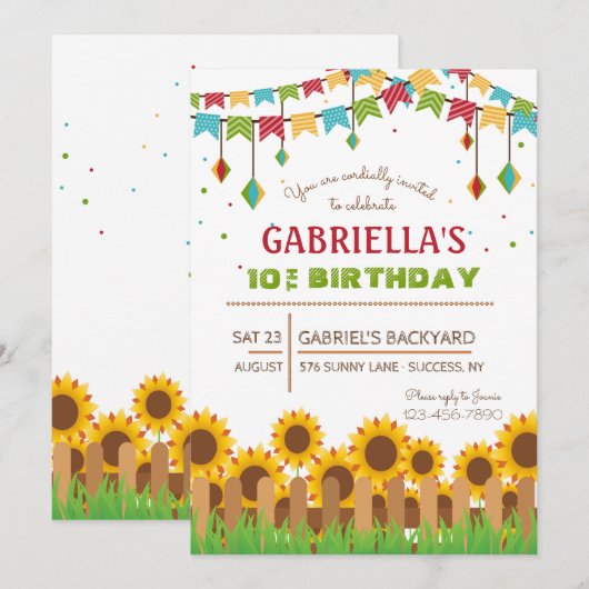 Sonnenblumen Einladung (Vorne/Hinten)