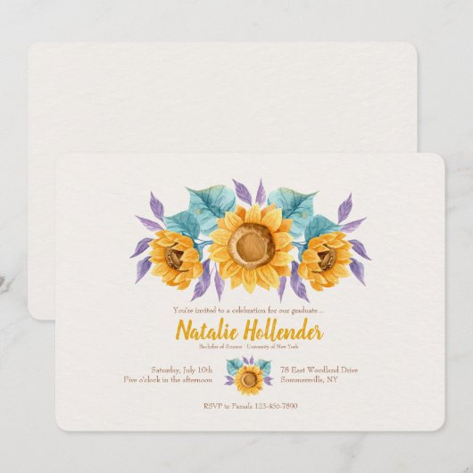 Sonnenblumen Einladung (Vorne/Hinten)