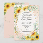 Sonnenblumen Einladung Quinceañera (Vorne/Hinten)
