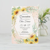 Sonnenblumen Einladung Quinceañera (Stehend Vorderseite)