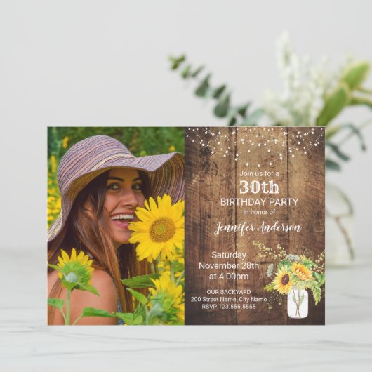 Sonnenblumen Einladung zum Geburtstag (Stehend Vorderseite)