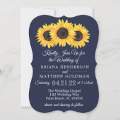 Sonnenblumen Einladungen Hochzeit Country Blue (Vorderseite)