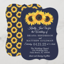 Sonnenblumen Einladungen Hochzeit Country Blue