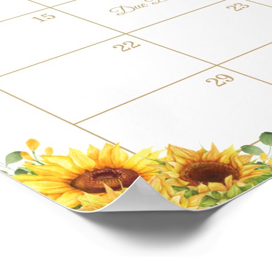 Sonnenblumen Elefant rät Baby's Due Date Fun Game Poster (Ecke)