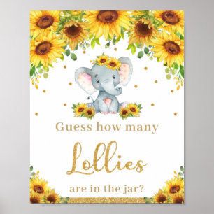 Sonnenblumen Elefant schätzt, wie viele Lollen Spi Poster