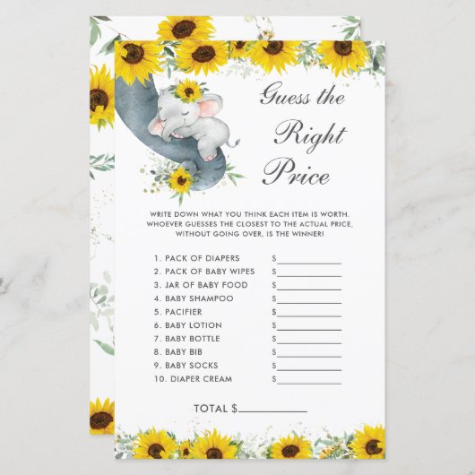 Sonnenblumen Elefantendusche schätzen den richtige (Vorne/Hinten)