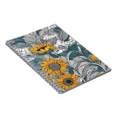 Sonnenblumen-Elegance-Notebook - Künstlerische Blu Notizblock (Rechte Seite)