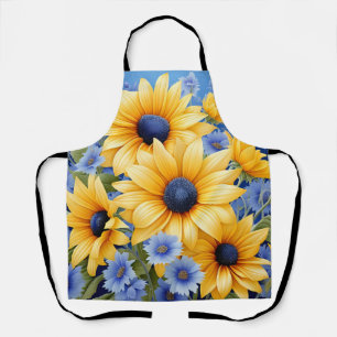 Sonnenblumen Elegant mit weichen blauen Wildblumen Schürze