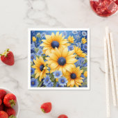 Sonnenblumen Elegant mit weichen blauen Wildblumen Serviette (Beispiel)