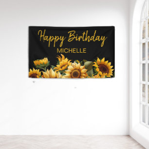 Sonnenblumen Elegant Schwarzer Alles Gute zum Gebu Banner
