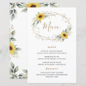 Sonnenblumen Elegante Geometrische Menü-Karten für (Vorne/Hinten)