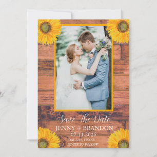 Sonnenblumen Elegante Moderne Rustikale Florale Fo Save The Date