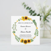 Sonnenblumen elegante rustikale Kreis Hochzeit Ein Einladung (Stehend Vorderseite)