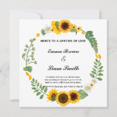 Sonnenblumen elegante rustikale Kreis Hochzeit Ein Einladung (Vorderseite)