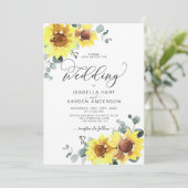 Sonnenblumen Eleganter Fall Rustikale Hochzeit Einladung (Stehend Vorderseite)