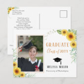 Sonnenblumen Elegantes Abschluss Foto Feiertagspostkarte (Vorne/Hinten)