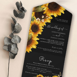 Sonnenblumen Elegantes Ganzes bei einer Hochzeit All In One Einladung