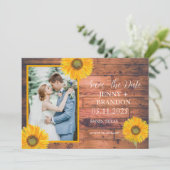 Sonnenblumen Elegantes, modernes, gelbes Foto Save The Date (Stehend Vorderseite)