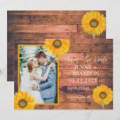 Sonnenblumen Elegantes, modernes, gelbes Foto Save The Date (Vorne/Hinten)
