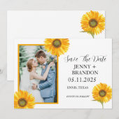 Sonnenblumen Elegantes, modernes, gelbes Foto Save The Date (Vorne/Hinten)