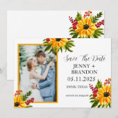Sonnenblumen Elegantes, modernes, gelbes Foto Save The Date (Vorne/Hinten)