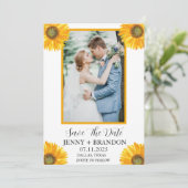 Sonnenblumen Elegantes Modernes Rustikales Foto Save The Date (Stehend Vorderseite)