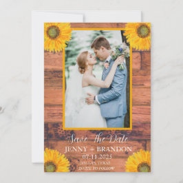 Sonnenblumen Elegantes Modernes Rustikales Foto Save The Date