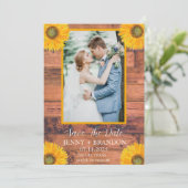 Sonnenblumen Elegantes Modernes Rustikales Foto Save The Date (Stehend Vorderseite)