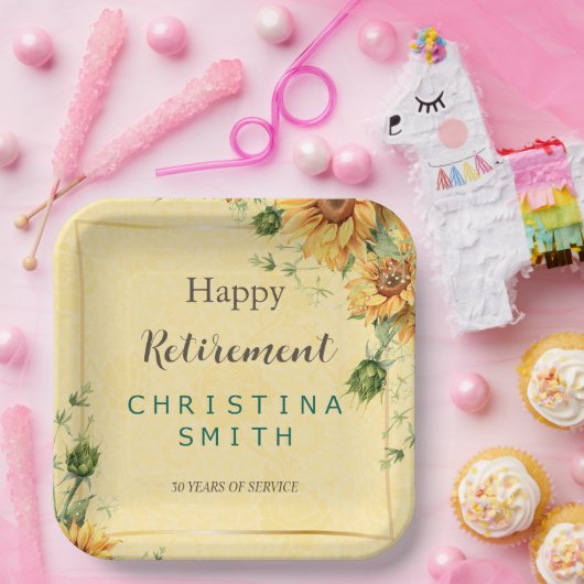 Sonnenblumen Elegantes Party für Wasserfarben Pappteller (Party)