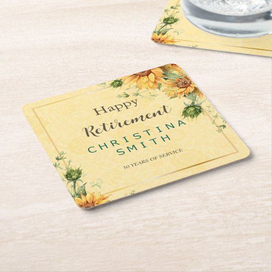 Sonnenblumen Elegantes Party für Wasserfarben Rechteckiger Pappuntersetzer (angewinkelt)