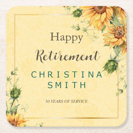 Sonnenblumen Elegantes Party für Wasserfarben Rechteckiger Pappuntersetzer (Vorderseite)