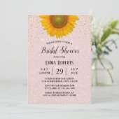 Sonnenblumen Elegantes Rosa Brautparty Einladung (Stehend Vorderseite)