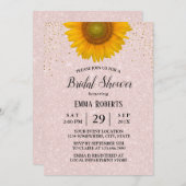 Sonnenblumen Elegantes Rosa Brautparty Einladung (Vorne/Hinten)
