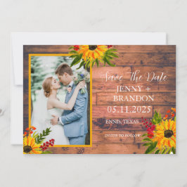Sonnenblumen Elegantes rustikales Gelbes Foto Save The Date