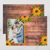 Sonnenblumen Elegantes rustikales Gelbes Foto Save The Date (Vorne/Hinten)