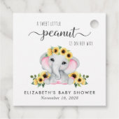 Sonnenblumen Elephant Baby Girl Dusche Danke Geschenkanhänger (Rückseite)