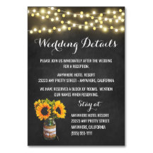 Sonnenblumen Empfang Chalkboard + Hotelkarten