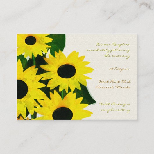 Sonnenblumen - Empfang-Karten Begleitkarte (Vorderseite)