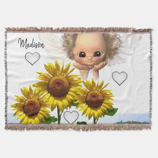 Sonnenblumen-Engel-Wurfdecke Decke (Vorderseite)