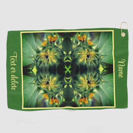 Sonnenblumen Entfalten Abstrakt Personalisiert Golfhandtuch (Horizontal)