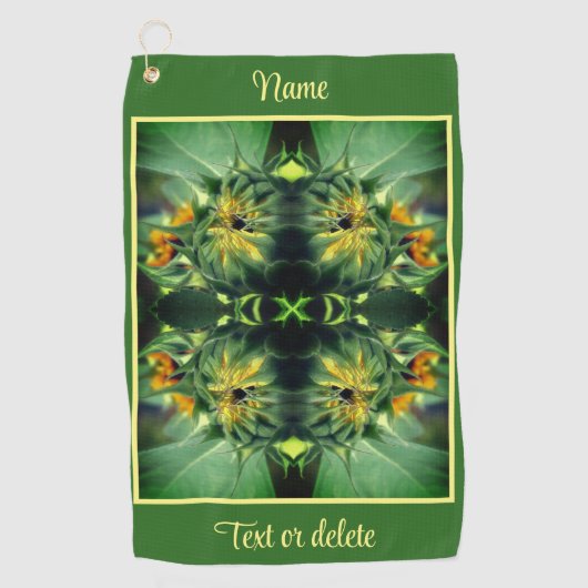 Sonnenblumen Entfalten Abstrakt Personalisiert Golfhandtuch (Vorderseite)