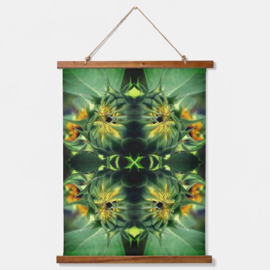 Sonnenblumen Entfalten Abstrakt Wandteppich Mit Holzrahmen (Vorderseite)