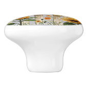 Sonnenblumen entlang des weißen Picketzauns Keramikknauf (Seitenansicht)