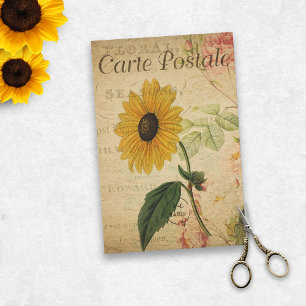 Sonnenblumen-Ephemera Vintage-Postkarten-Decoupage Seidenpapier