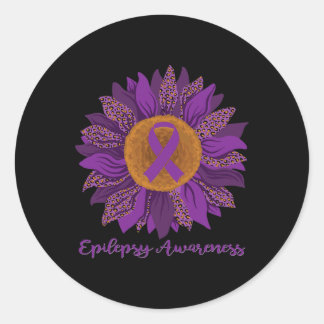 Sonnenblumen Epilepsie Bewusstsein - Lila Band Runder Aufkleber