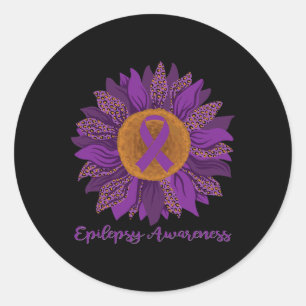 Sonnenblumen Epilepsie Bewusstsein - Lila Band Runder Aufkleber