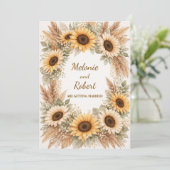 Sonnenblumen Erdig Boho Hochzeitseinladung Einladung (Stehend Vorderseite)
