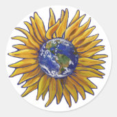 Sonnenblumen-Erdkleber Runder Aufkleber (Vorderseite)
