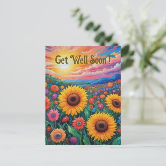 Sonnenblumen erhalten Well Van Gogh Style Postcard Postkarte (Stehend Vorderseite)