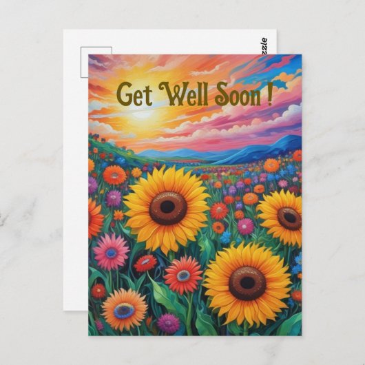 Sonnenblumen erhalten Well Van Gogh Style Postcard Postkarte (Vorne/Hinten)